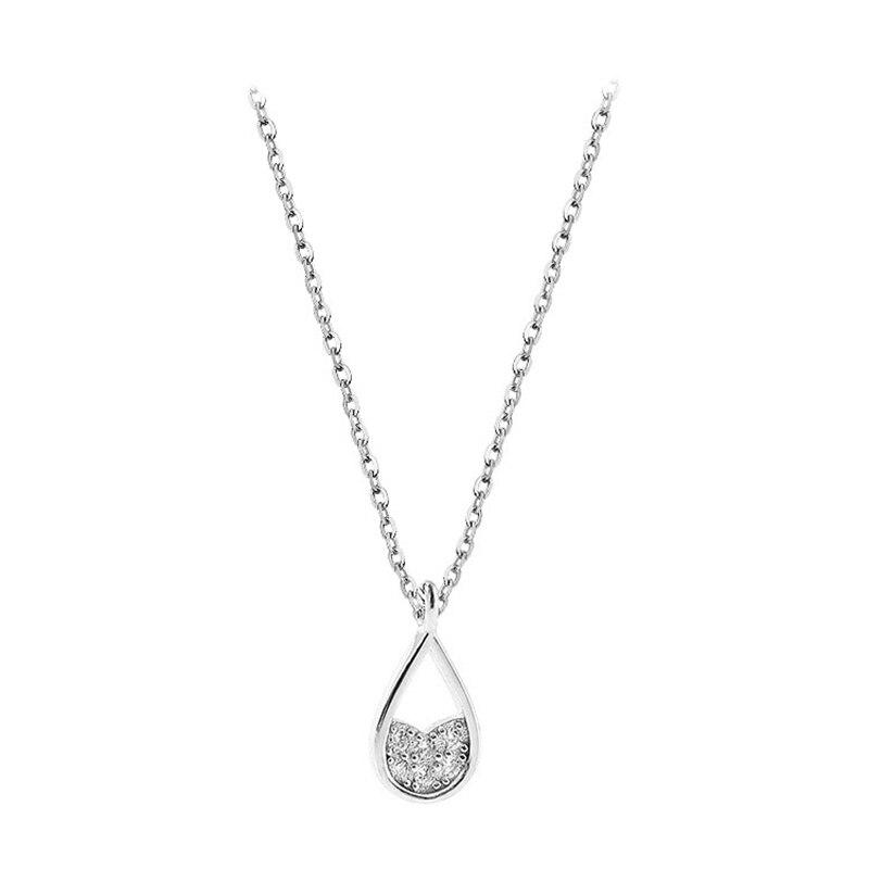 925 Sterling Silver Waterdrop Necklace for Women Shiny CZ Clavicle Chain Charm Necklaces Party Jewelry New