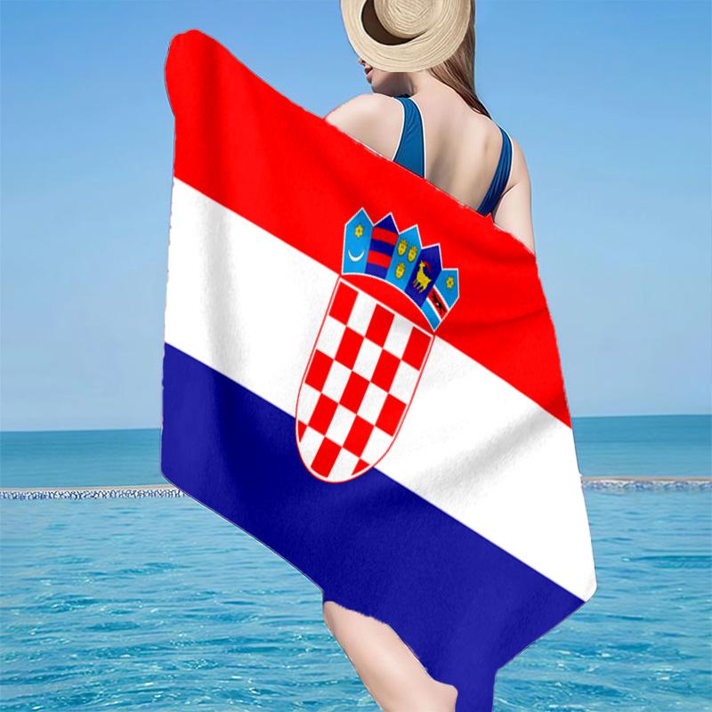 Croatian Football Pride Microfiber Beach Towel, Lightweight And Quick-Dry, for Summer Travel, Beach Essential, Swimming Pool