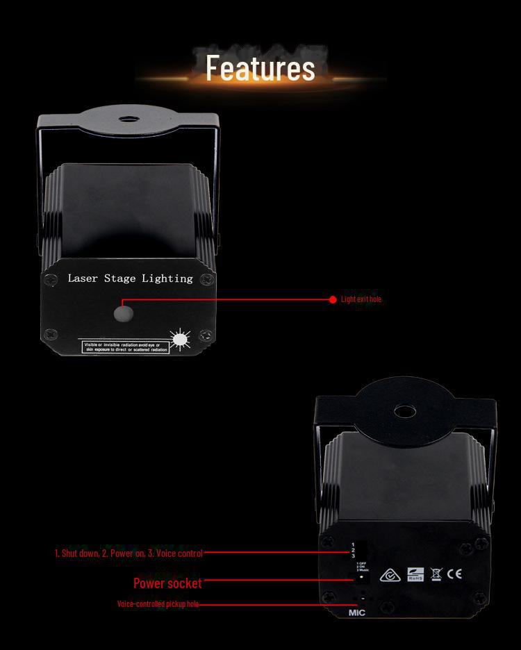 Мини USB-лазер красного и зеленого цвета с голосовым управлением для создания эффектов звездного неба и дискотеки
