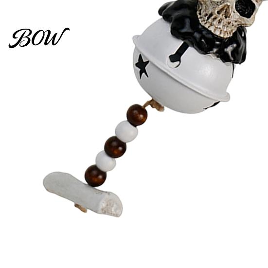 Halloween Holiday Decor Jingle Bell Ornament, Gothic Bull Skull/Angel Wings Hanging Realistic Decoration for Tree, Party Home