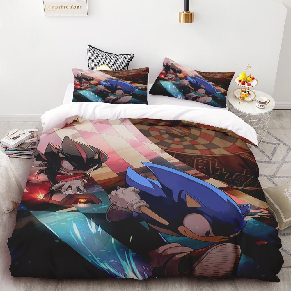 Teens Duvet Cover Sonic Hedgehog Cartoon Bedding Set Quilt Cover Set Twin Full Queen Comforter Cover Bedroom