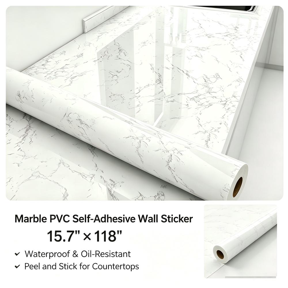Marble PVC Self-Adhesive Wall Sticker 15.7"X 118" Suitable for Self-Adhesive Waterproof Kitchen Counter Wallpaper for Desktops
