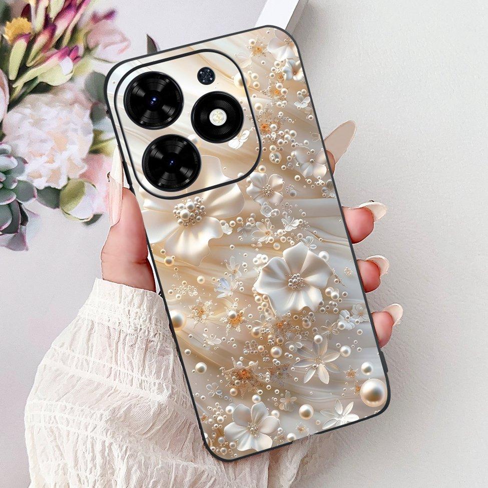 Для Tecno Spark Go 2024 BG6 Задняя крышка Для Tecno Spark Go 2024 Чехол Модный Роскошный Цветы Милый Мультяшный Кот Ударопрочный Силиконовый