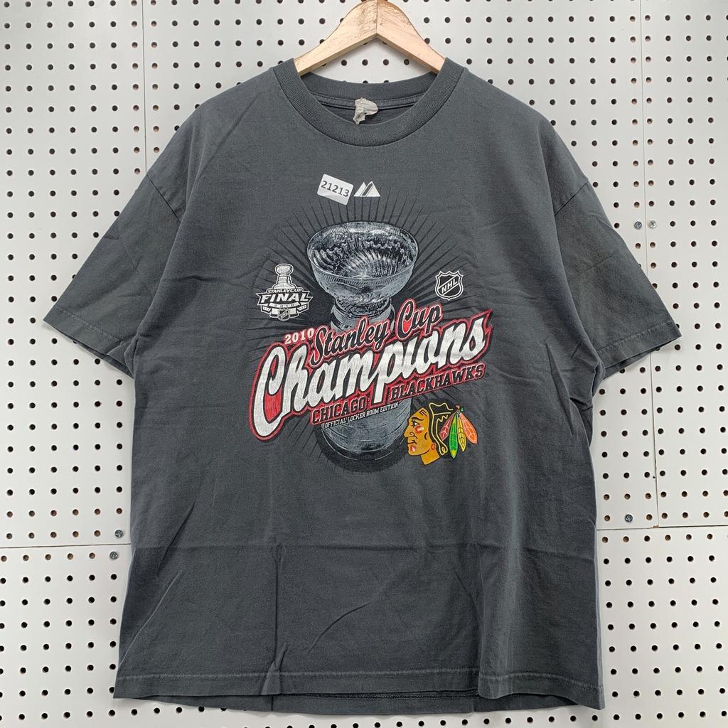 Футболка Chicago Blackhawks Серая Чемпионы Кубка Стэнли 2010 Мужская XL 22.5x30 Унисекс Футболка