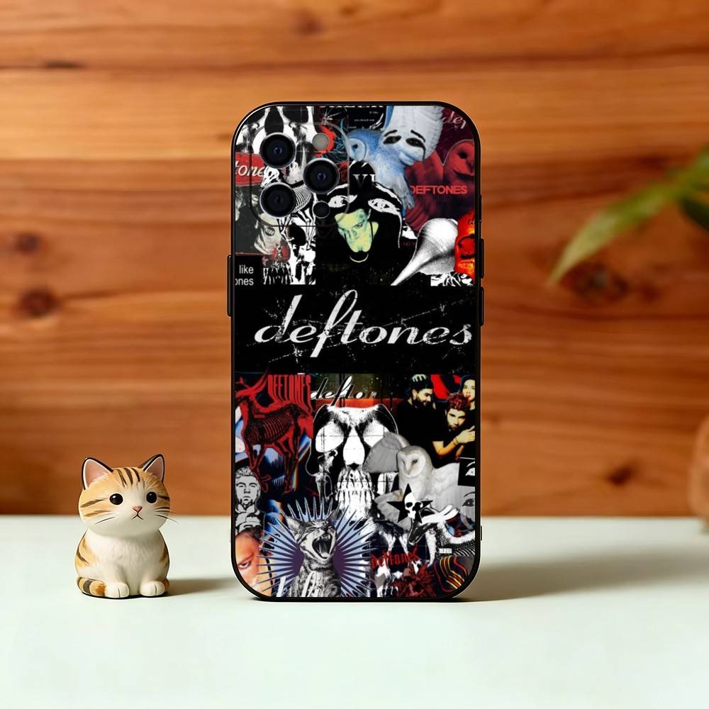 Чехол для телефона R-Rock B-Band D-Deftones Для iPhone 17,16,15,14,13,12,11 Plus,Pro Max,XS,Мягкий силиконовый черный чехол