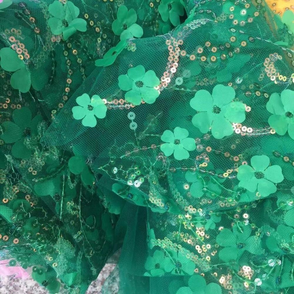Petal Embroidery Mesh Lace Fabric Sequin DIY Bow Material Background Stage Clothing