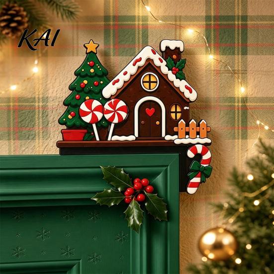 Wooden Corner Signs for Doors Christmas Door Topper Stickers, Seasonal Frame Decoration, L-shaped Sign Party Supplies House Holiday Home Decor,