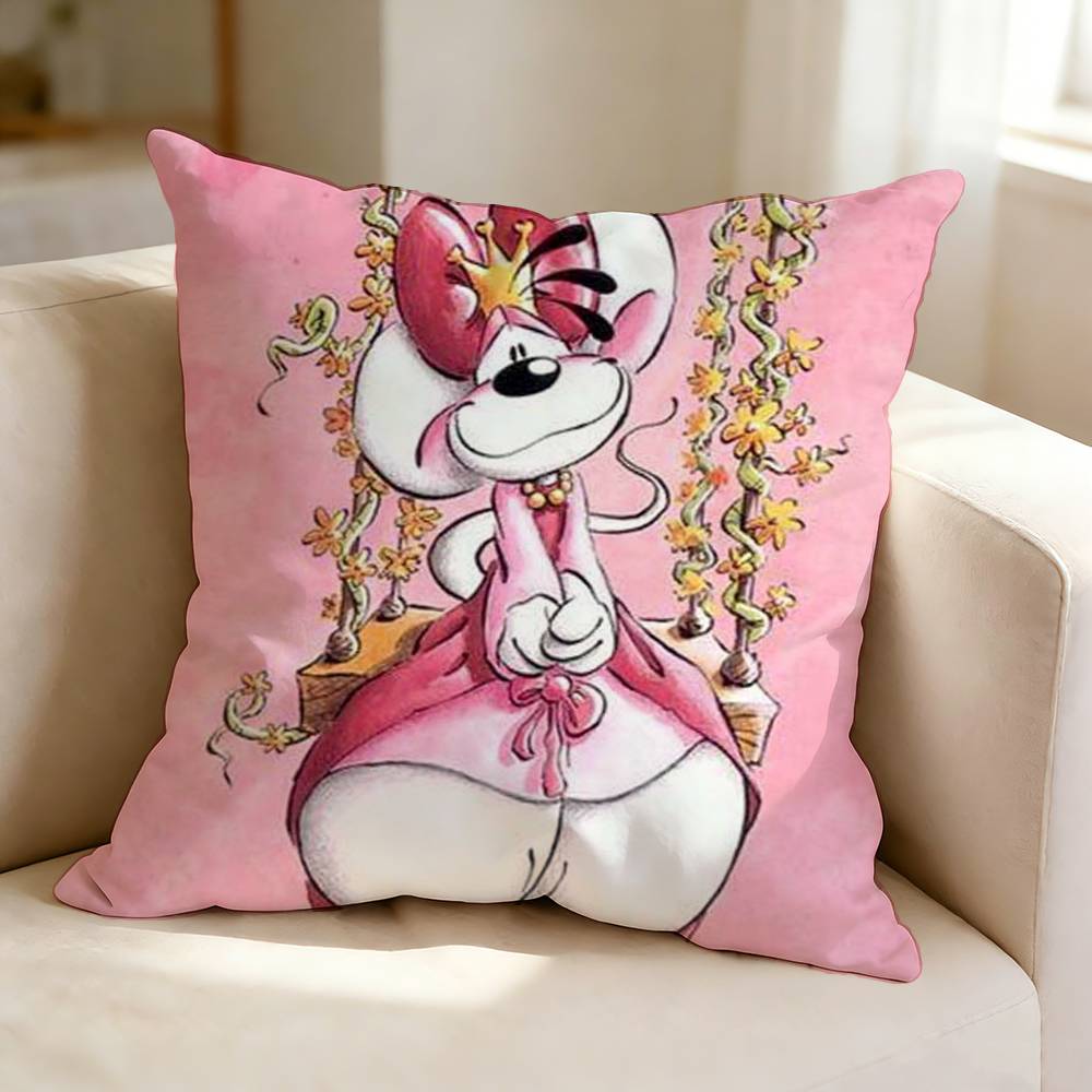 Cute cartoon Mouse DDiddlina Pillow Case Square DoubleSided Sofa Cushion Cover Bedroom Bedside Pillow