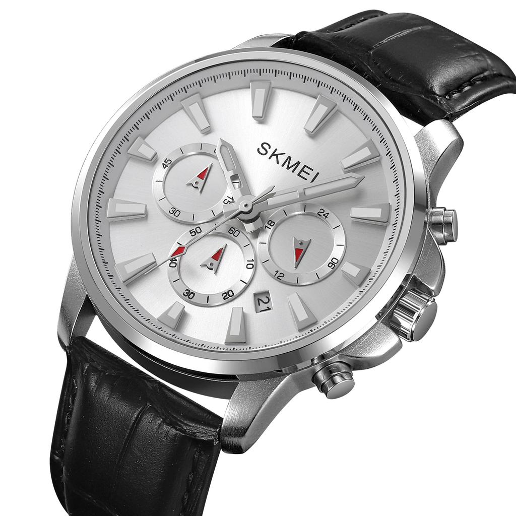Skmei Часы для мужчин Водонепроницаемые секундомер Дата Кварцевые часы Высококачественный кожаный ремешок Износостойкий нейлоновый ремешок Модные повседневные мужские часы 2071