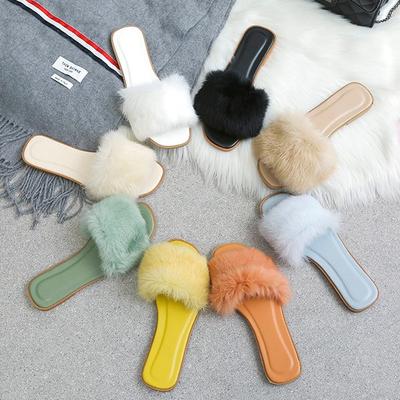 Интернет-знаменитость Мао Мао тапочки женская обувь 2024 новая осень новая носка лето универсальные сандалии на плоской подошве пух