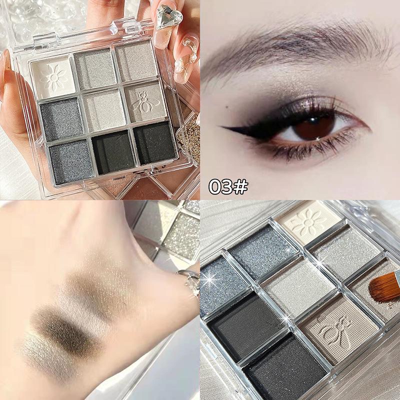 9 цветов Punk Smokey Eyeshadow Palette Cool Toned Matte Glitter Eye Shadow Makeup Palette Gray Black Eye Pigment Makeup Palette