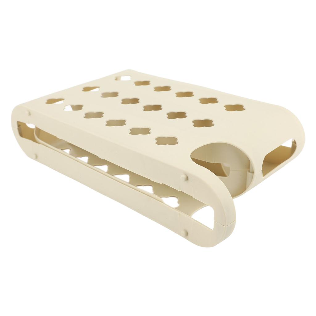 4 Tiers Egg Organizer 30 Eggs Large Capacity Space Saving Auto Rolling Fridge Egg Organizer for Refrigerator Yellow