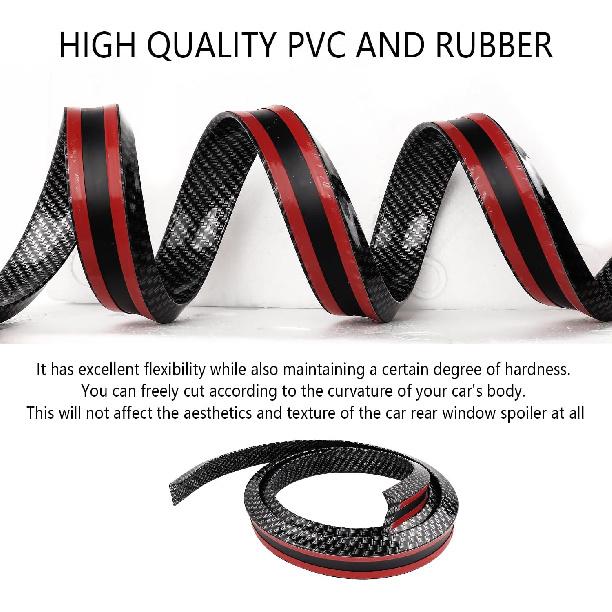 Спойлеры для автомобилей, 4,9 фута Светоотражающий спойлер из углеродного волокна Заднее крыло спойлера для украшения автомобиля, Универсальная резиновая накладка на спойлер багажника без проколов