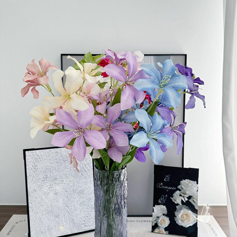 3 Heads Simulated Orchid Multi Colored Flower Arrangement Decor Wedding Bouquet Material High Quality Artificial Flower Bouquets