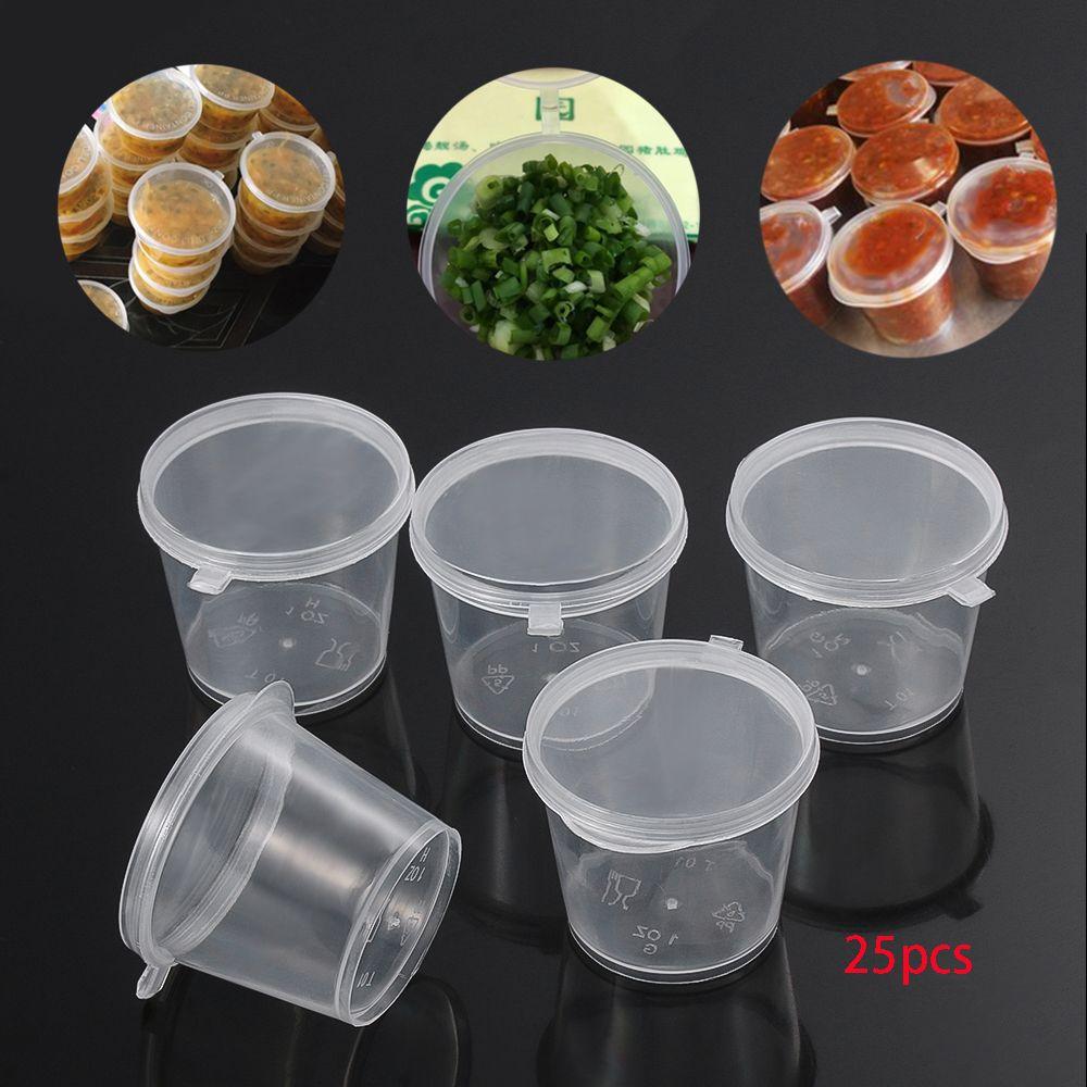 25Pcs Disposable Takeaway Plastic Sauce Cup Pigment Paint Box Palette Food Containers