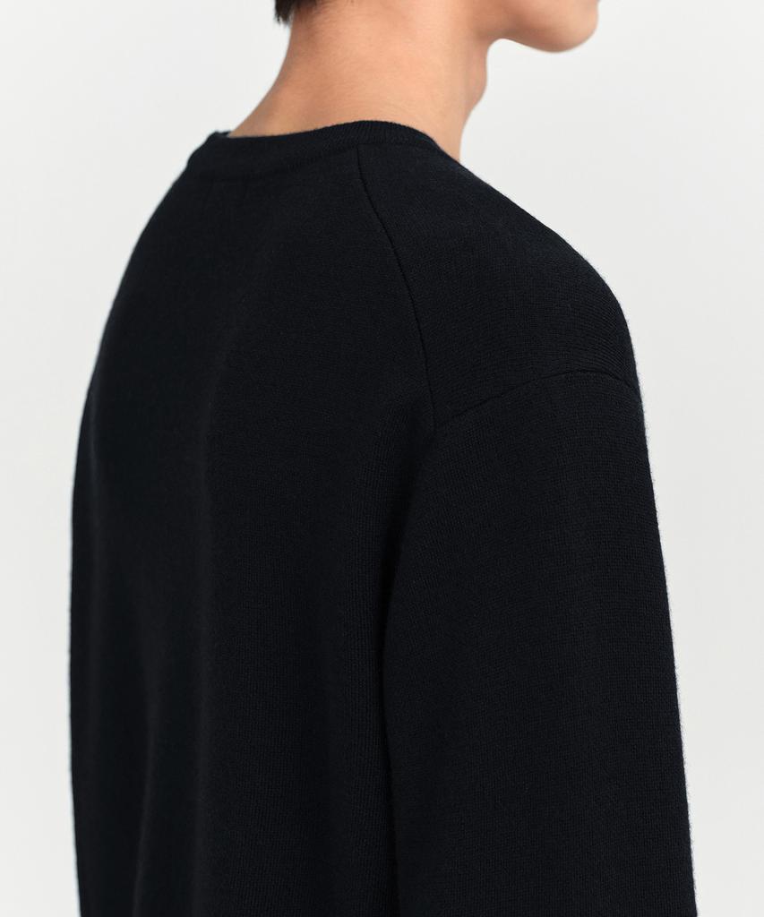 MUSINSA STANDARD Minimal Crew Neck Knit [Black]
