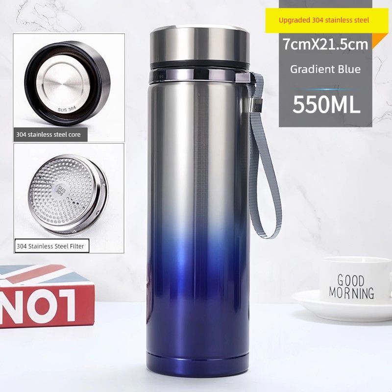Japan's New Model Portable Outdoor Business Water Cup with Filter, Tea Brewing Cup, Stainless Steel Large-Capacity Thermos Cup
