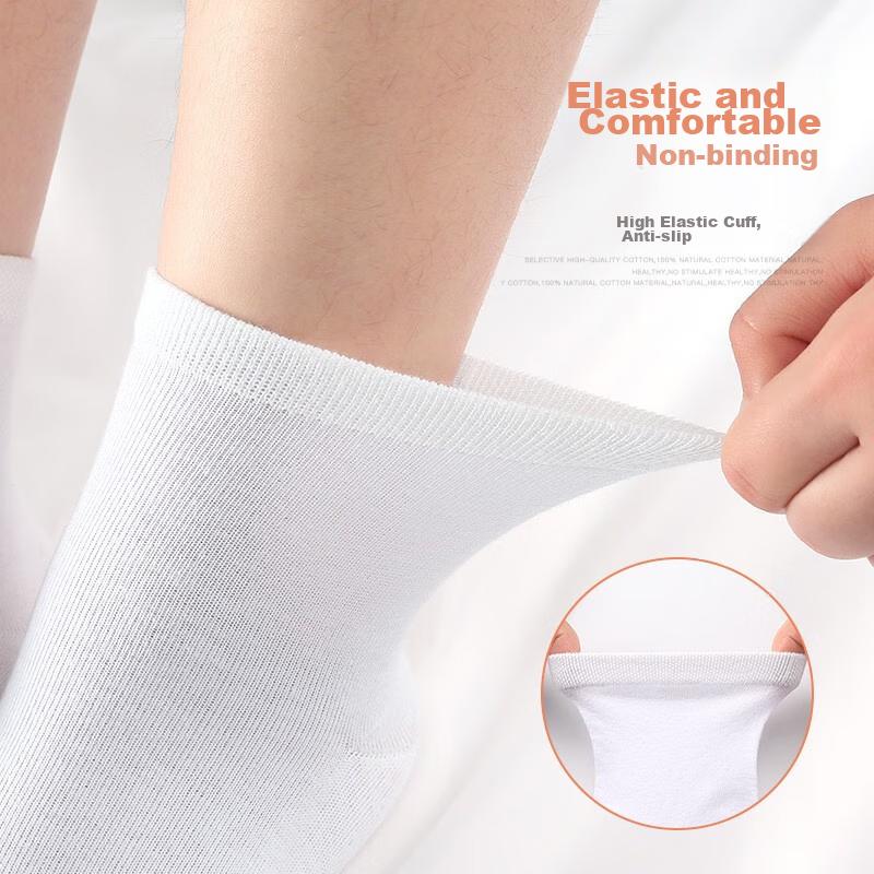 Pure White Cotton Socks, Mid-Calf Women's Socks, Student Cotton Socks, All-Cotton Long Socks, Comfortable White Women's Socks, 6 Pairs Per Pack