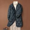 New autumn and winter down jacket women's light and medium-length V-neck round neck liner white duck down casual rhombus warm jacket