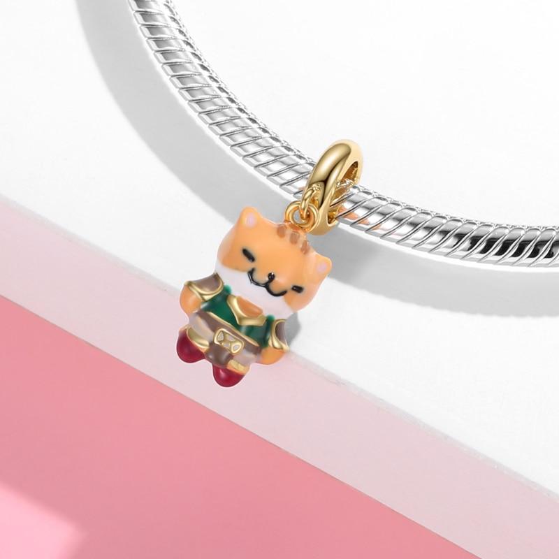 Красочные эмалевые бусины, многофункциональная подвеска в виде пирата, воина, животного, кошки, 925 пробы, изготовление ювелирных изделий из серебра, подходит для оригинального браслета с подвесками