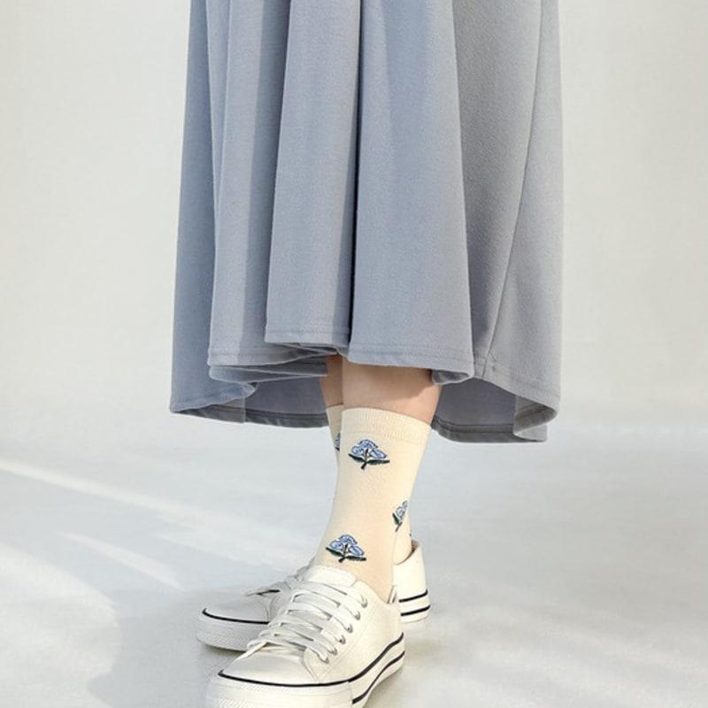 ЖЕЛТЫЕ НОСКИ РЕТРО ЦВЕТОЧНЫЕ КРЕМОВО-ГОЛУБЫЕ