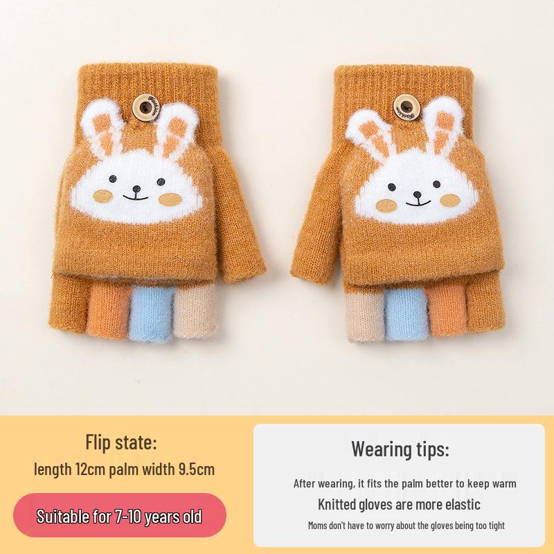 Cozy Cartoon Crocodile Flip-Top Kids' Gloves