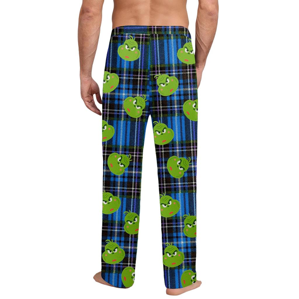 Men's Striped Plaid Print Pocket Casual Pants Home Pajama Pants