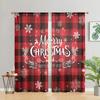 2 Pieces, Christmas Buffalo Plaid Snowflake Curtains -30% Blackout - Suitable for Living Room, Bedroom, Kitchen, Home Decoration