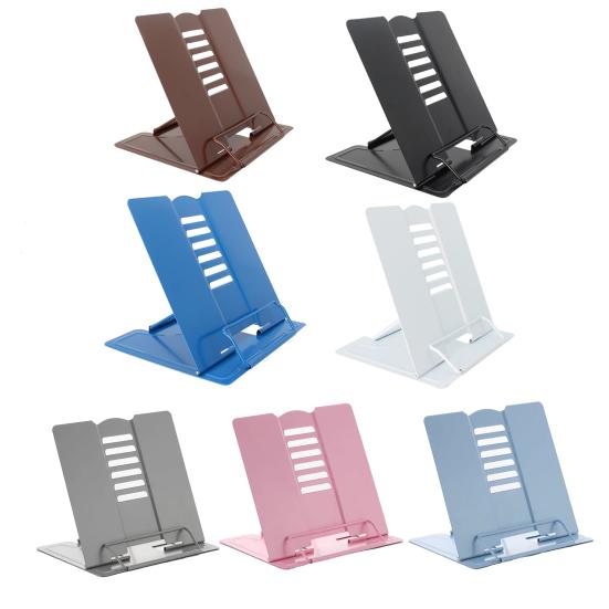 Металлическая подставка для книг, регулируемая по углу наклона, устойчивая поддержка, экономит место, предотвращает боль в шее, складная эргономичная подставка для планшета