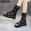 Summer Mesh Breathable Hollowed Out To Improve The Thick Bottom of Muffins Joker Casual Womens Cold Boots