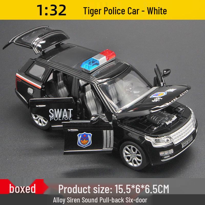 1:32 Игрушечная полицейская машинка из сплава с инерционным механизмом, со светом и звуком – Шесть открывающихся дверей для детей