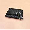 Ladies Simple Fashion Woven Pattern Zipper Wallet Women Portable Mini Coin Purse Bank Credit Card Holder ID Pouch with Keychain