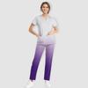 Women's Short Sleeve V Neck Gradation Chest Pocket Work Top Elastic Waist Pants Two Piece Work Set,3 Pockets,Scrubs Tops For Women