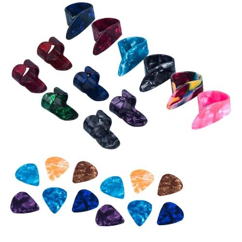 Nalaina Guitar Thumb Picks (24-Piece Set) - Includes 6 Thumb Picks and 6 Index Finger Picks. 12 Guitar Picks for Acoustic, Electric, Bass, and Beginne