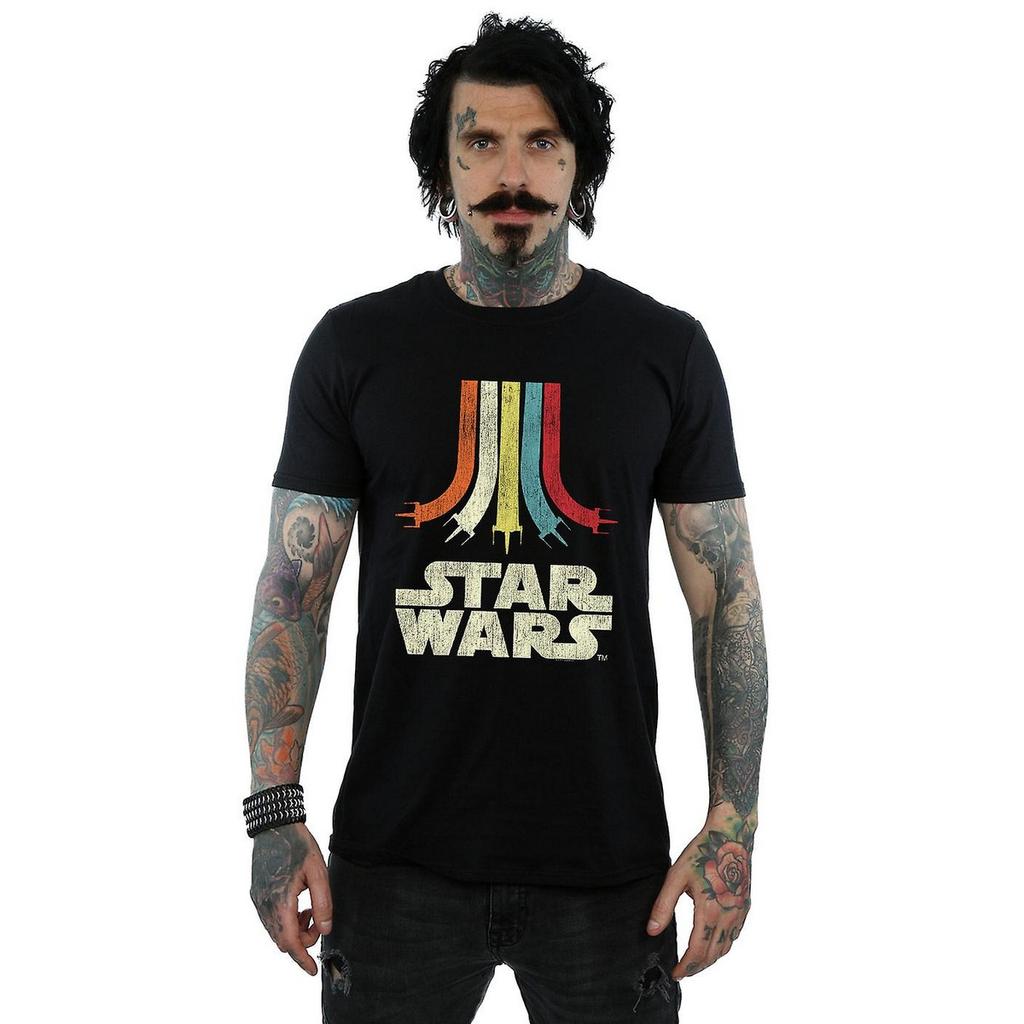 STAR WARS Мужская хлопковая футболка с радужным принтом