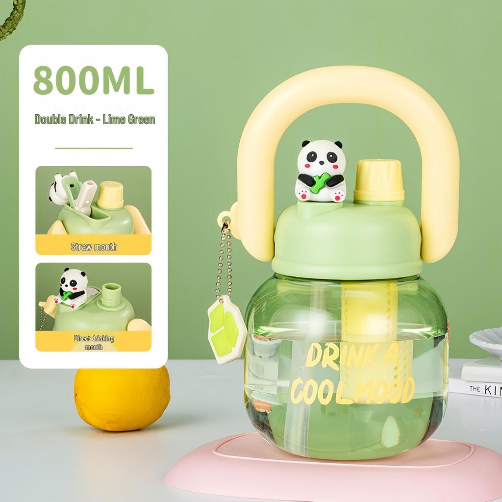 Large-Capacity Cartoon Kids' Water Cup with Straw & Tea Filter