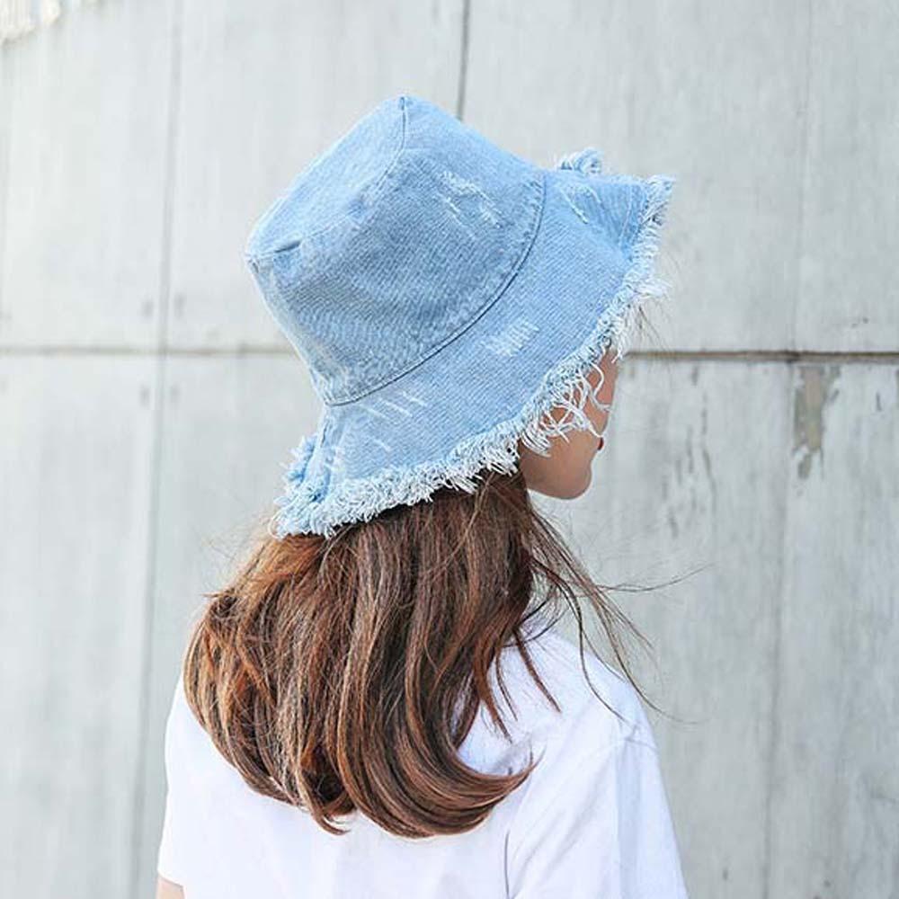 Sunshade Shabby Fisherman Hat Lightweight Sun Protection Basin Cap Denim Bucket Hats Camping