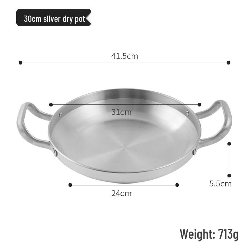 Korean Stainless Steel Double-Ear Hot Pot for Seafood and Rice