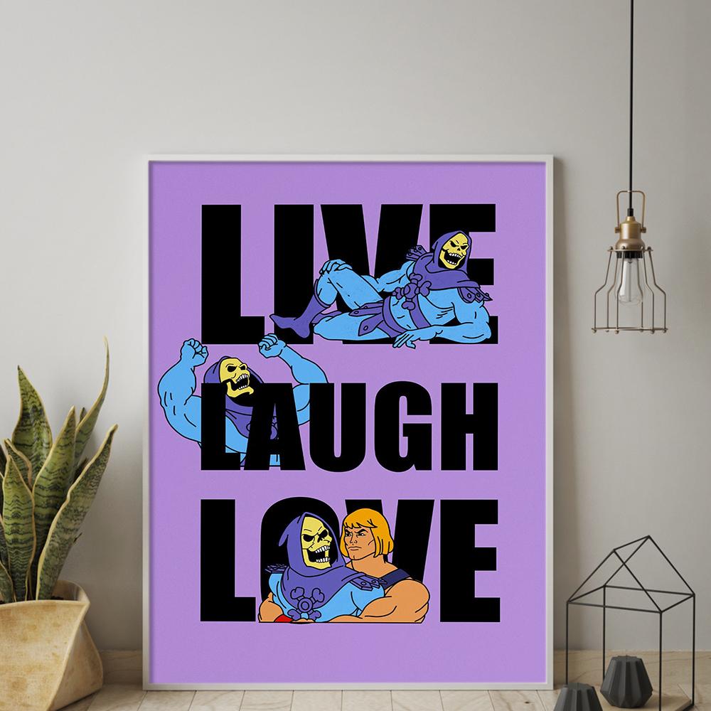 Картина на холсте, принты, забавный скелетон, настенное искусство, Live Laugh Love, He-man, постеры, украшение для дома, скандинавская модульная картина для гостиной