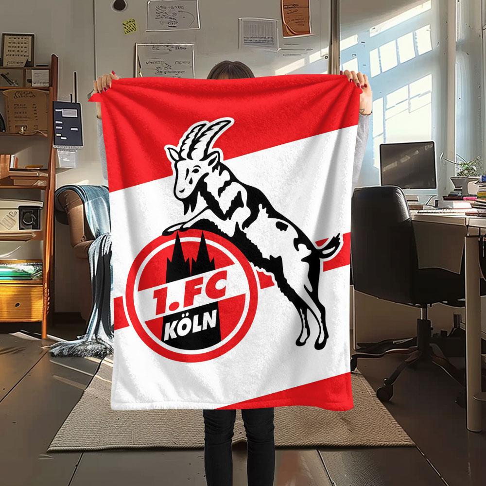 1. FC Köln Printed Flannel Blanket, soft throw for bedroom sofa, washable, fan merchandise, great gift.