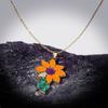 Classic Multicolor Sun Flower Pendant Lady Necklace for Jewelry Sweater Chain Handmade Enamel Lady Jewelry Luxury