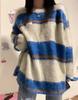 Полосатые вязаные свитера большого размера, женские пуловеры, трикотаж, корейские теплые топы с длинными рукавами, осень-зима