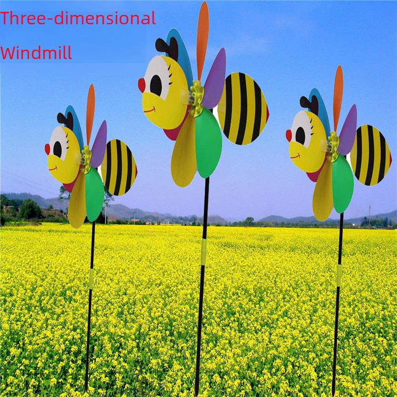 Three-Dimensional Bee and Goldfish Cartoon Windmill with Sequins - Hot Item