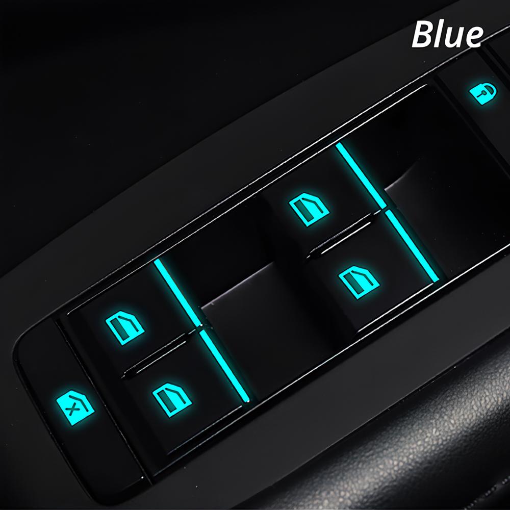 1/2 шт., автомобильный стайлинг, светящиеся наклейки на переключатель окна, ночная светящаяся кнопка, автонаклейки, универсальные, зеленые, оранжевые, синие