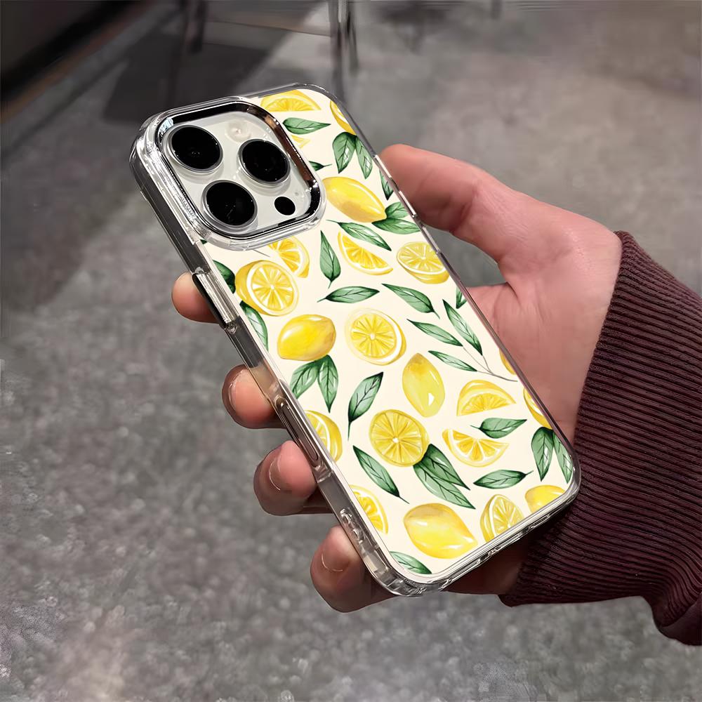 Фруктовый чехол-лимон для iPhone 17 Air 16 E 15 14 13 12 11 Plus Pro Max, гальванизированный прозрачный мягкий чехол