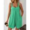 Women Summer Short Jumpsuits and Rompers Spaghetti Straps Casual Loose Pockets Playsuits Bodysuits