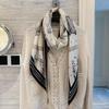 NINA SOLOR Horse Print Silk Wool Large Shawl
