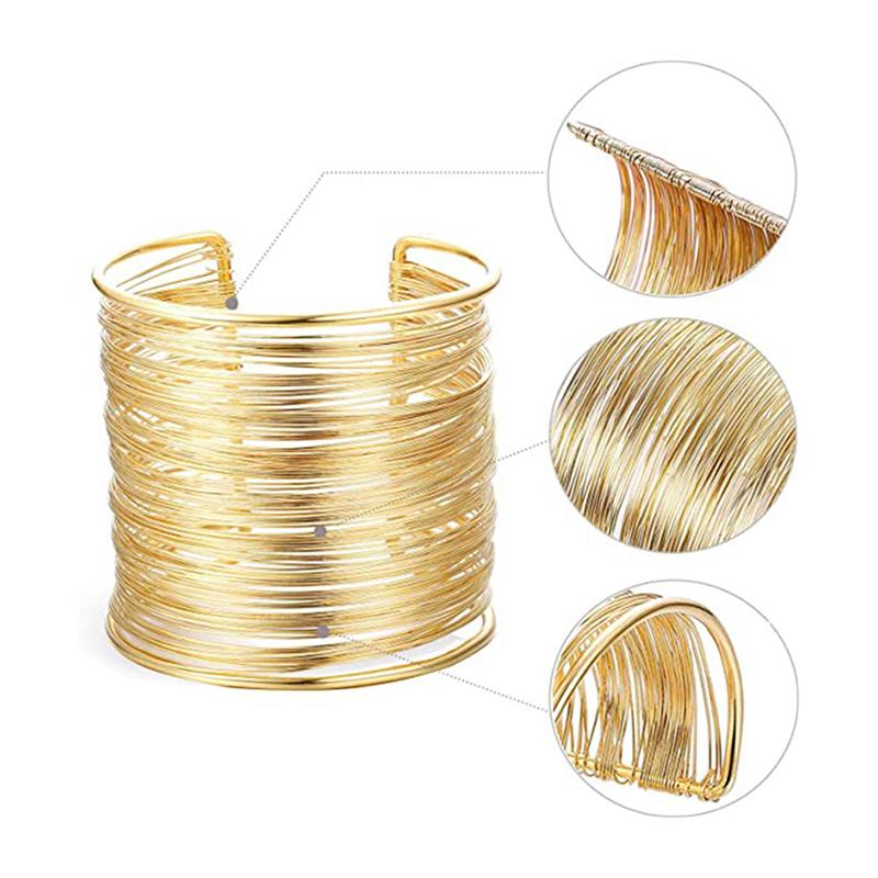 Преувеличенные многослойные открытые браслеты золотого цвета, металлические гиперболы, женские геометрические браслеты, браслеты, бижутерия