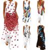 2024 Summer Women's Sleeveless V-neck Digital Print Maxi Dress with Pockets, S-5XL