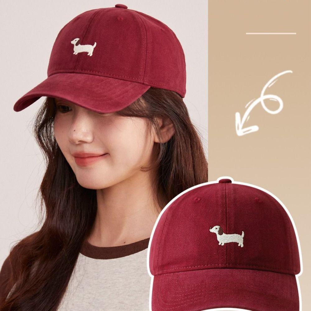 Embroidery Sun Hat Korean Style Peaked Cap Apparel Accessories Cartoon Animal Baseball Cap Girl
